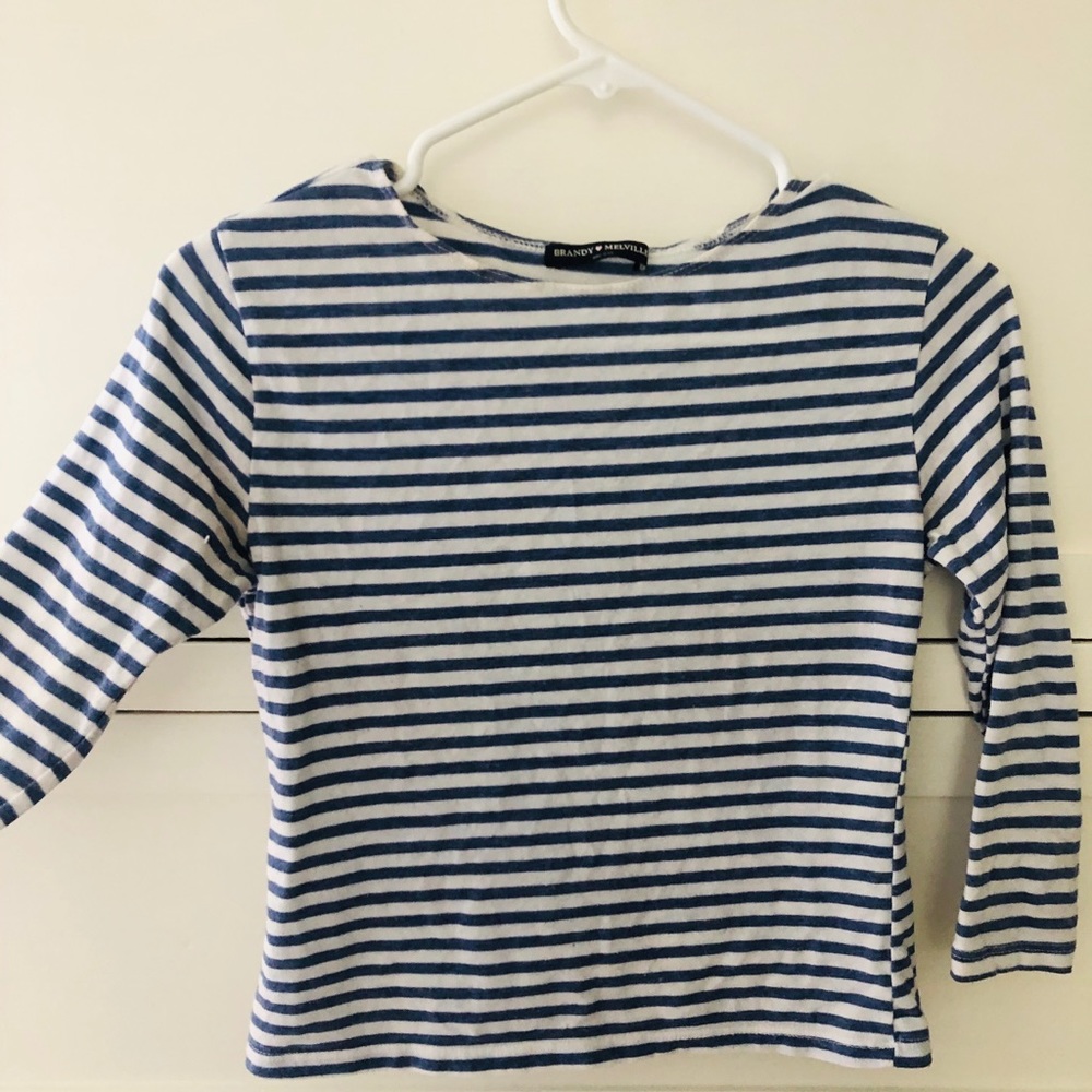 💙Brandy Melville Blue Striped Top